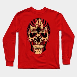 Red and Cream Time Skull Long Sleeve T-Shirt